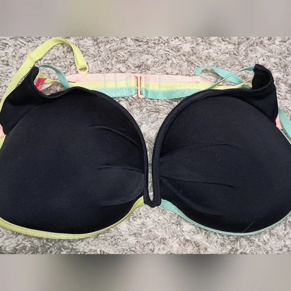 Women's Victoria's Secret Bra Size 36‎ DD Color Black Green Blue Padded Beach